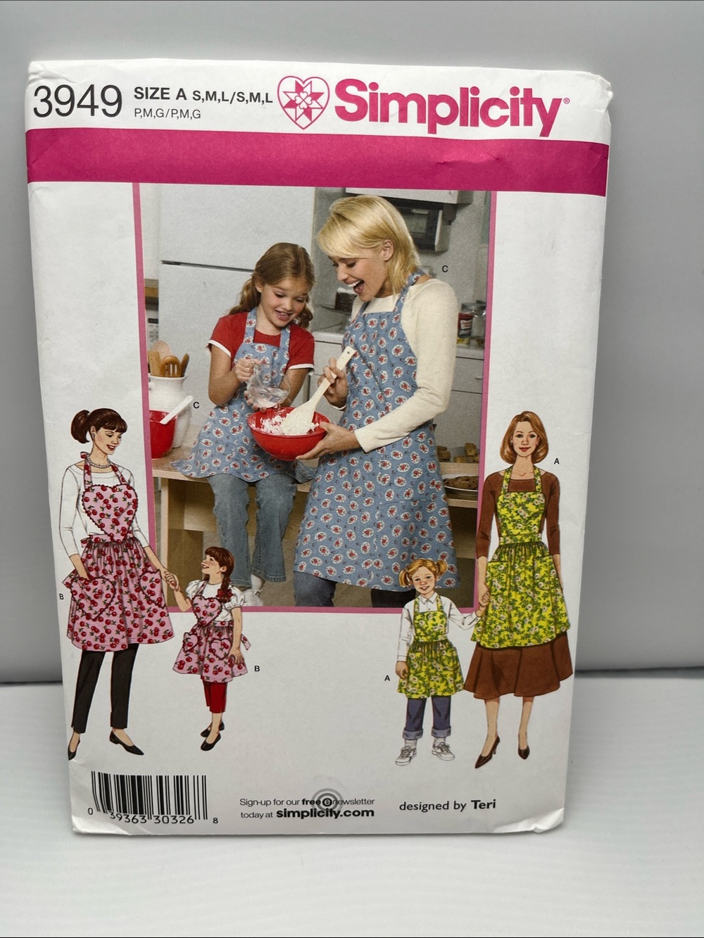 Simplicity Kids Apron Dress Pattern in Blue and Pink